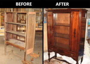 China cabinet, major repair and refinishing.